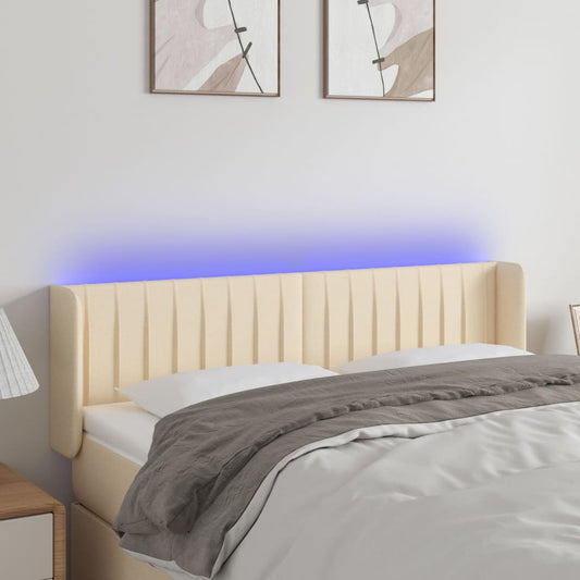 Testiera a LED Crema 147x16x78/88 cm in Tessuto - homemem39