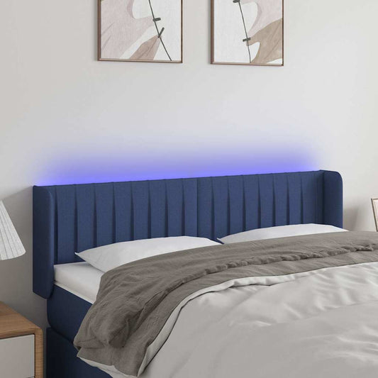 Testiera a LED Blu 147x16x78/88 cm in Tessuto