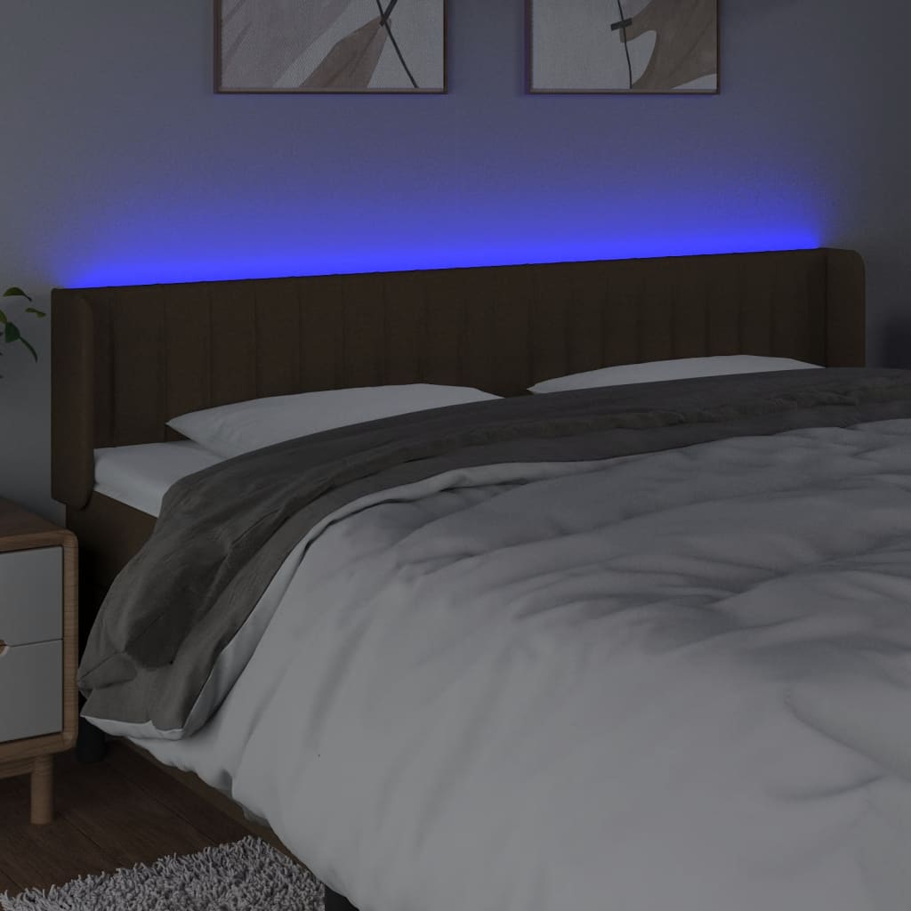 Testiera a LED Marrone Scuro 183x16x78/88 cm in Tessuto - homemem39