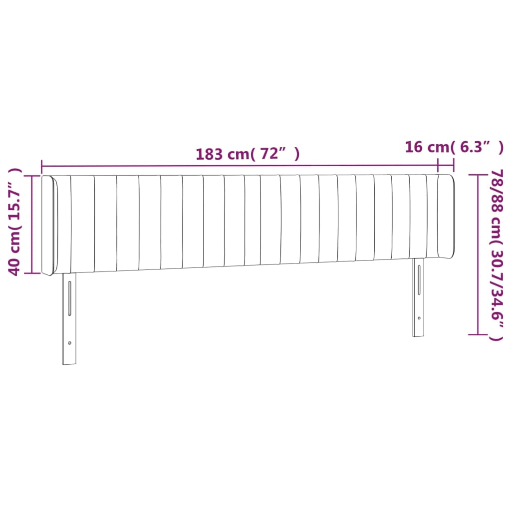 Testiera a LED Marrone Scuro 183x16x78/88 cm in Tessuto - homemem39