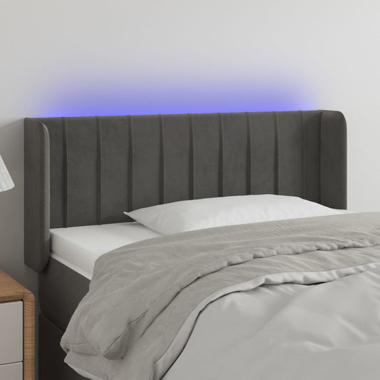 Testiera a LED Grigio Scuro 93x16x78/88 cm in Velluto - homemem39