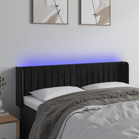 Testiera a LED Nera 147x16x78/88 cm in Velluto - homemem39