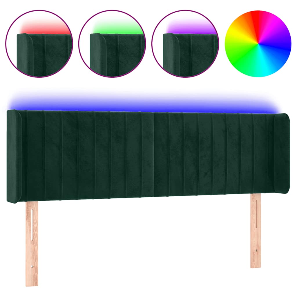 Testiera a LED Verde Scuro 147x16x78/88 cm in Velluto | homemem39