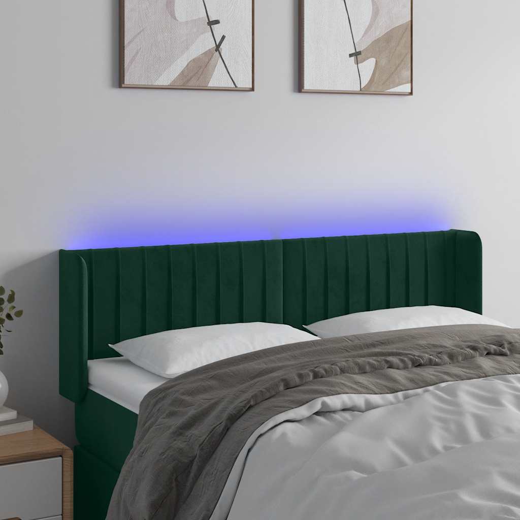 Testiera a LED Verde Scuro 147x16x78/88 cm in Velluto | homemem39