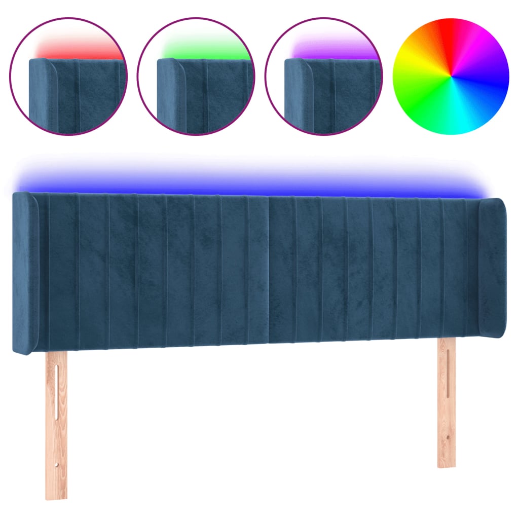 Testiera a LED Blu Scuro 147x16x78/88 cm in Velluto - homemem39
