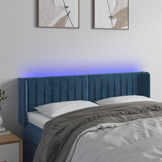 Testiera a LED Blu Scuro 147x16x78/88 cm in Velluto - homemem39