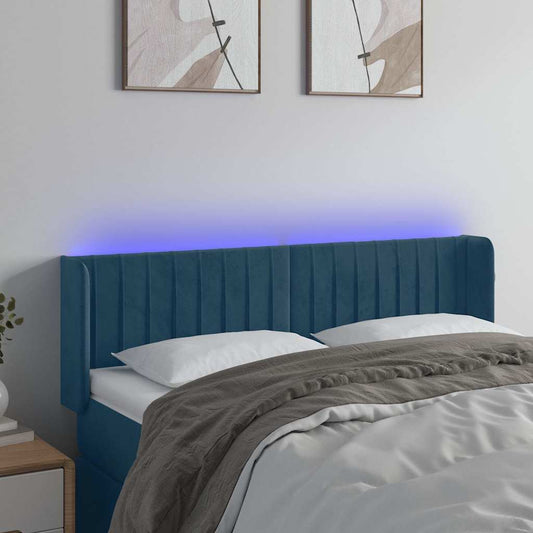 Testiera a LED Blu Scuro 147x16x78/88 cm in Velluto