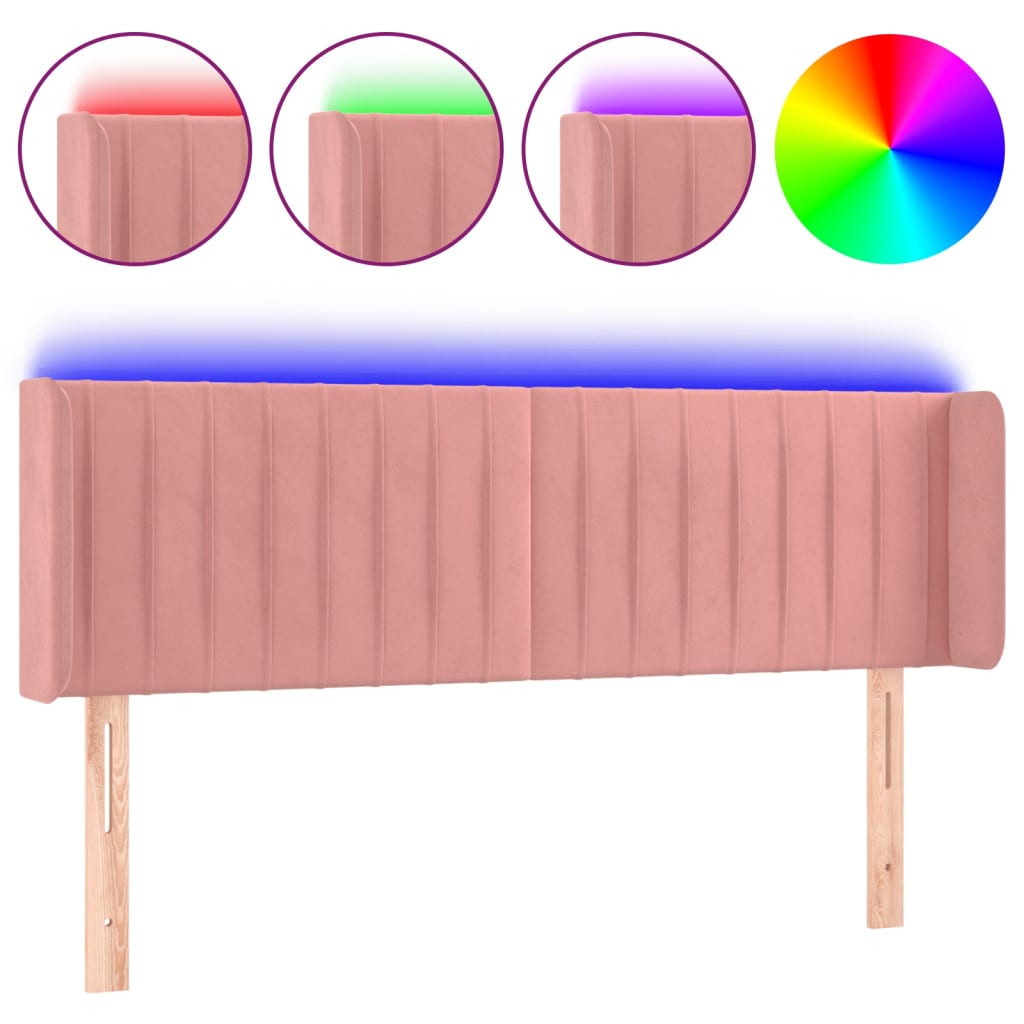 Testiera a LED Rosa 147x16x78/88 cm in Velluto - homemem39