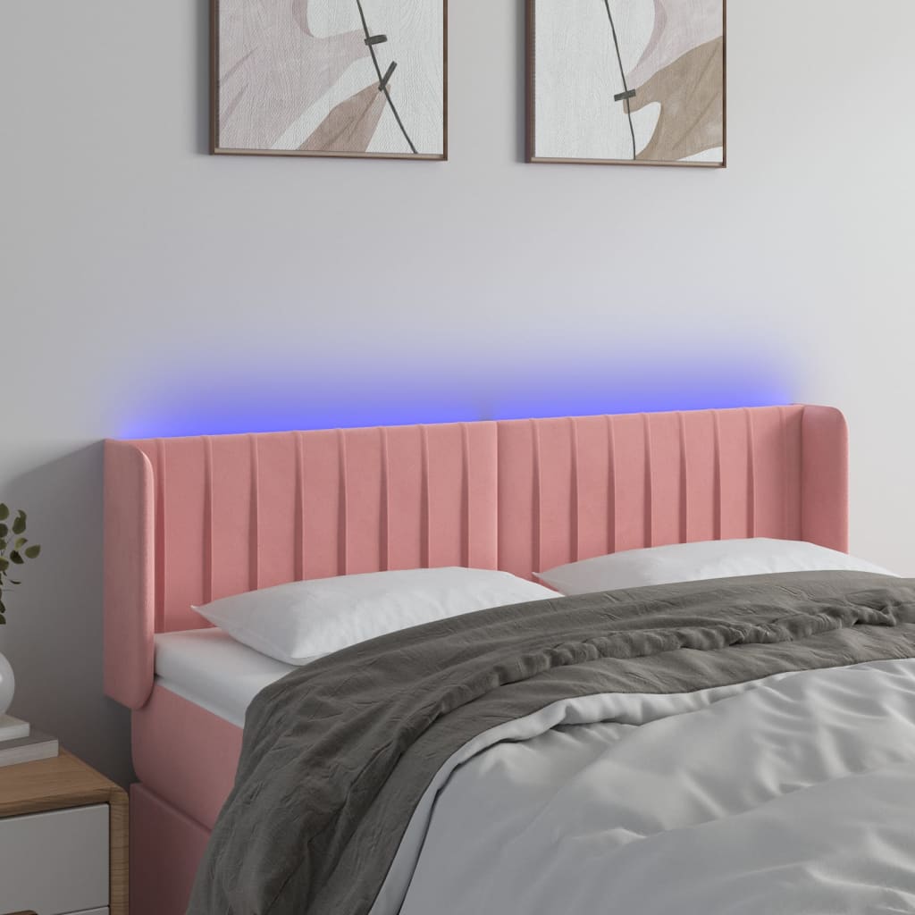 Testiera a LED Rosa 147x16x78/88 cm in Velluto - homemem39