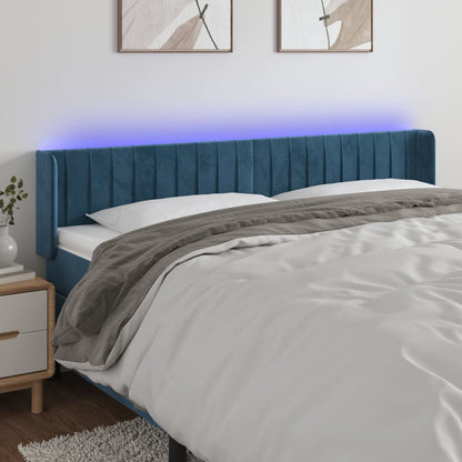 Testiera a LED Blu Scuro 163x16x78/88 cm in Velluto - homemem39