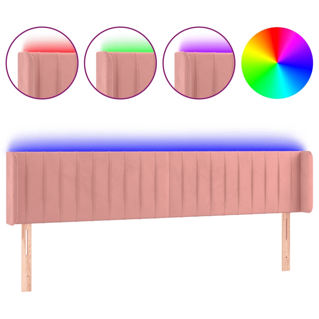 Testiera a LED Rosa 163x16x78/88 cm in Velluto - homemem39