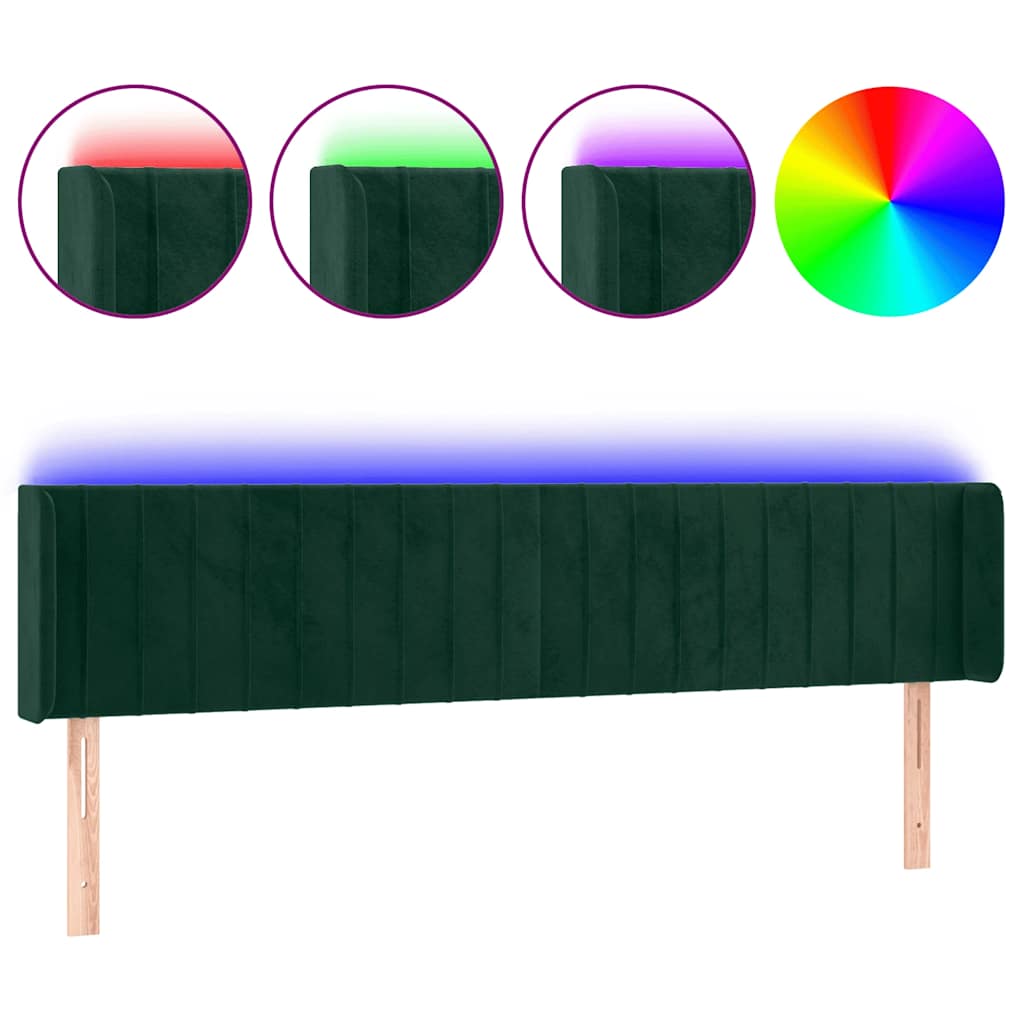 Testiera a LED Verde Scuro 203x16x78/88 cm in Velluto | homemem39