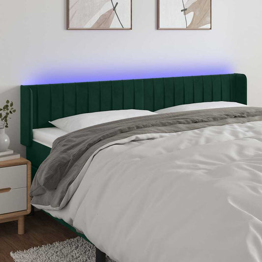 Testiera a LED Verde Scuro 203x16x78/88 cm in Velluto | homemem39