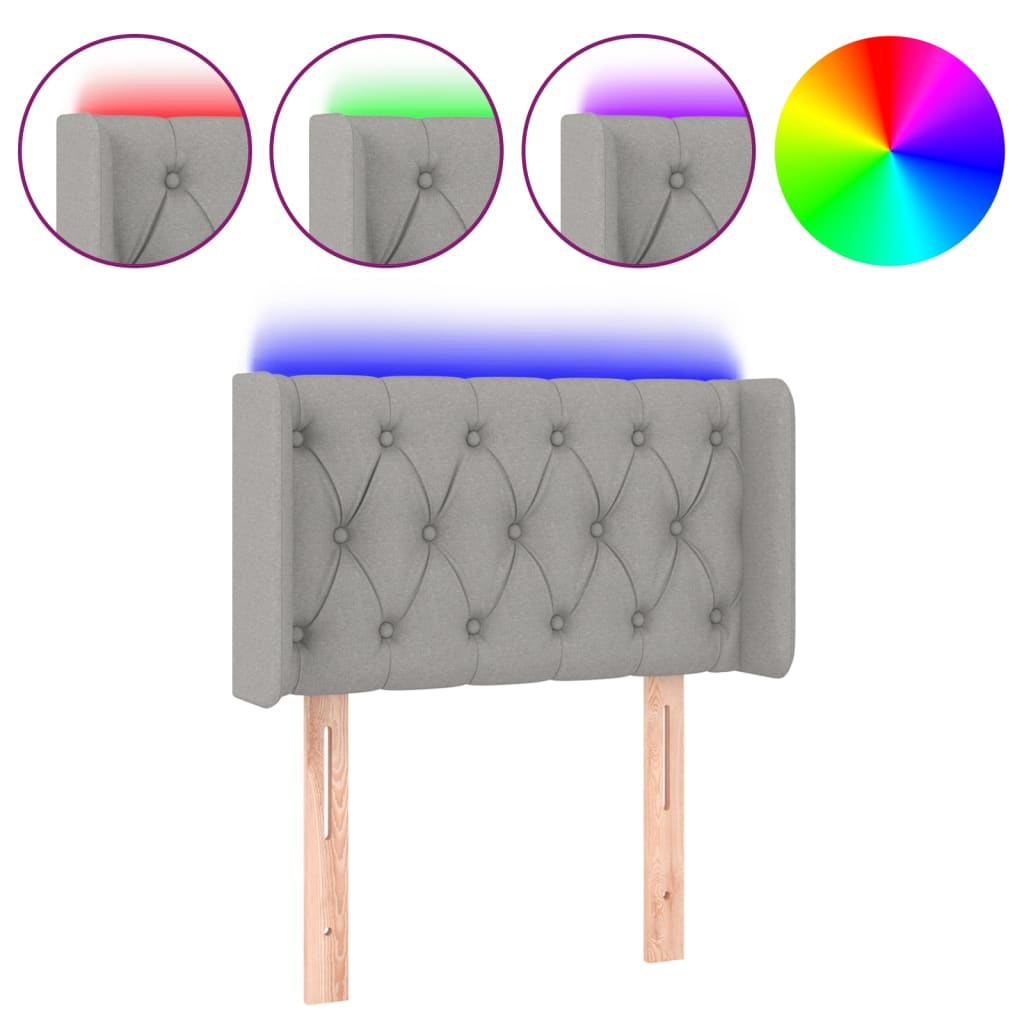 Testiera Grigio Chiaro a LED 83x16x78/88 cm in Tessuto - homemem39