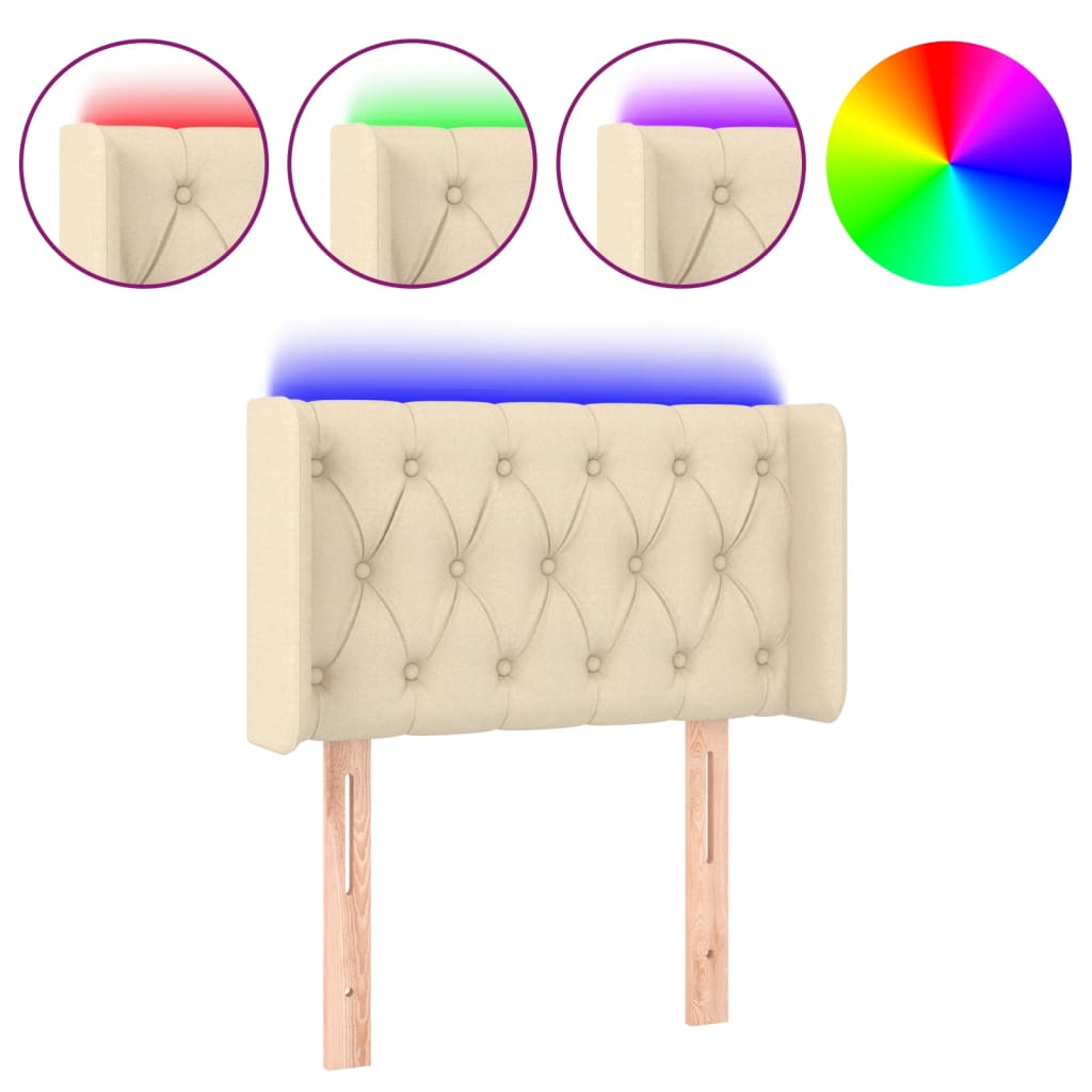 Testiera a LED Crema 83x16x78/88 cm in Tessuto - homemem39