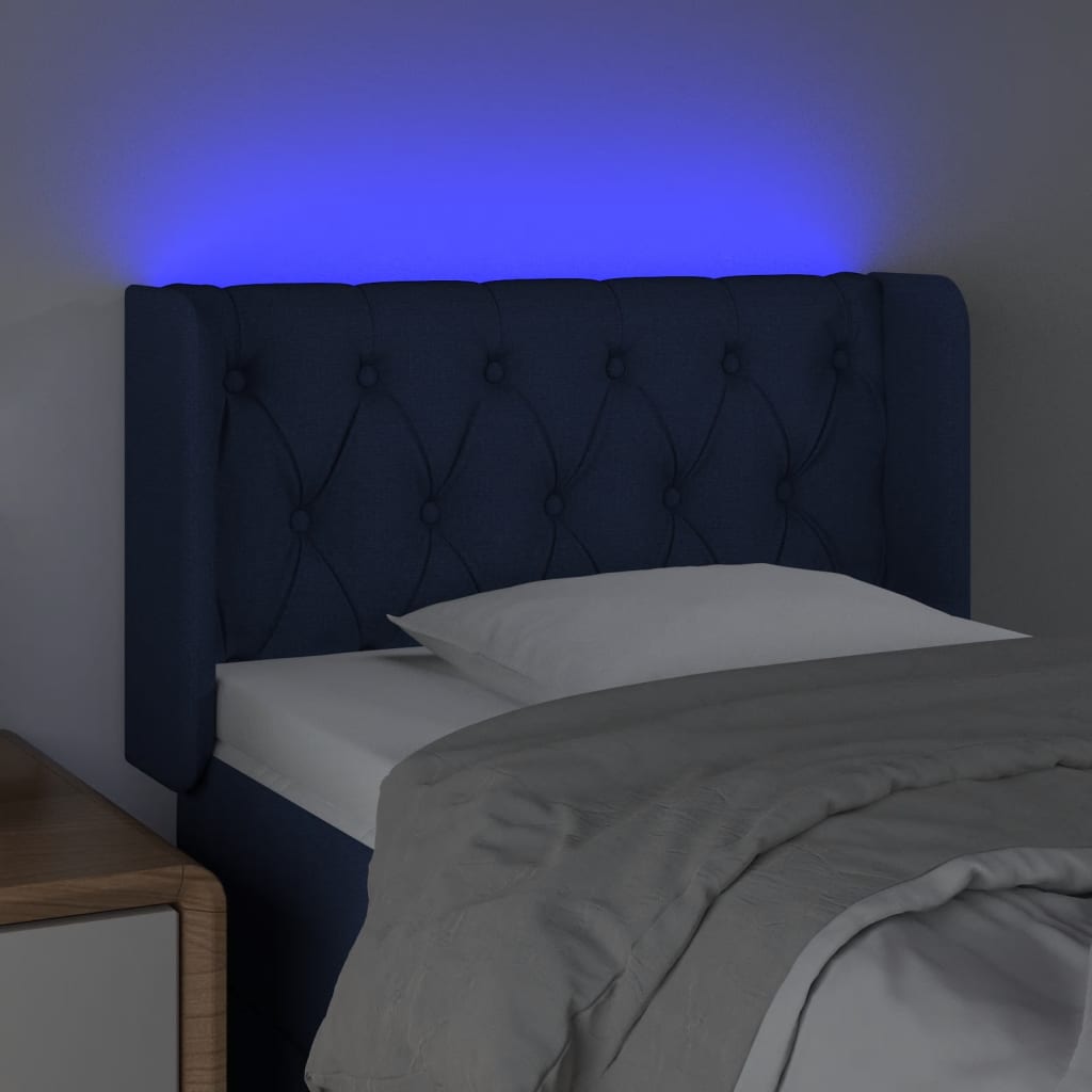 Testiera a LED Blu 83x16x78/88 cm in Tessuto - homemem39