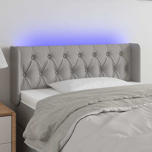 Testiera Grigio Chiaro a LED 93x16x78/88 cm in Tessuto