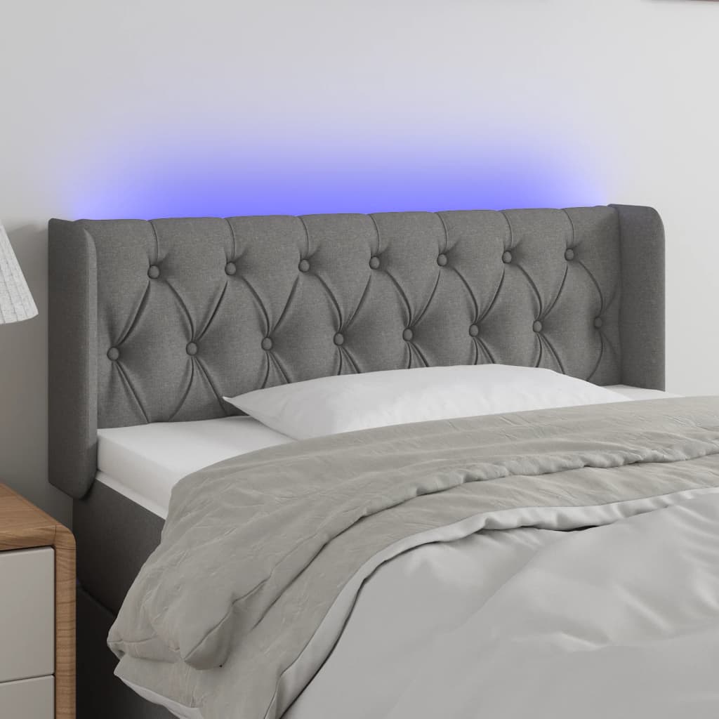 Testiera a LED Grigio Scuro 93x16x78/88 cm in Tessuto - homemem39