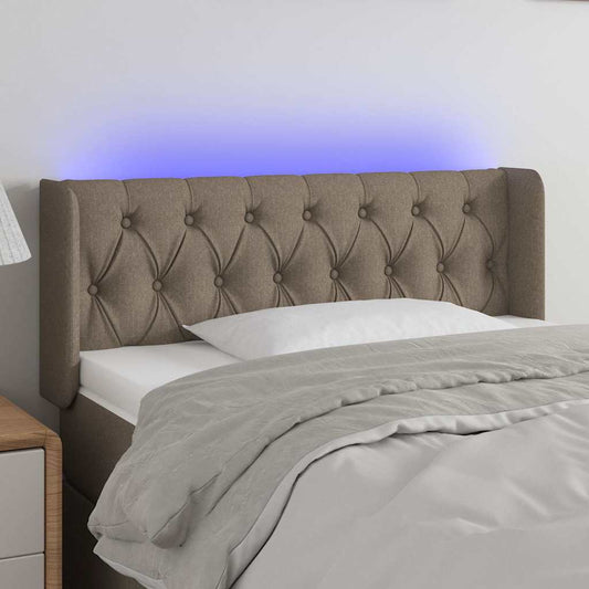 Testiera a LED Tortora 103x16x78/88 cm in Tessuto