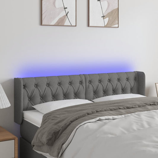 Testiera a LED Grigio Scuro 147x16x78/88 cm in Tessuto - homemem39