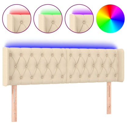 Testiera a LED Crema 147x16x78/88 cm in Tessuto - homemem39