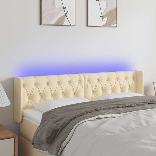 Testiera a LED Crema 163x16x78/88 cm in Tessuto