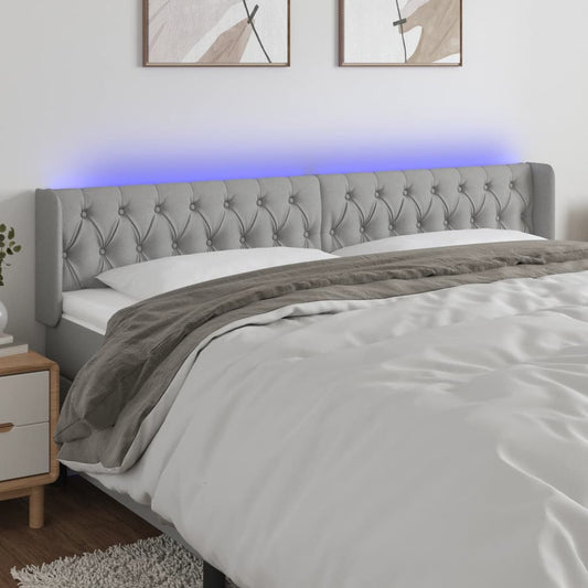 Testiera a LED Grigio Chiaro 203x16x78/88 cm in Tessuto - homemem39