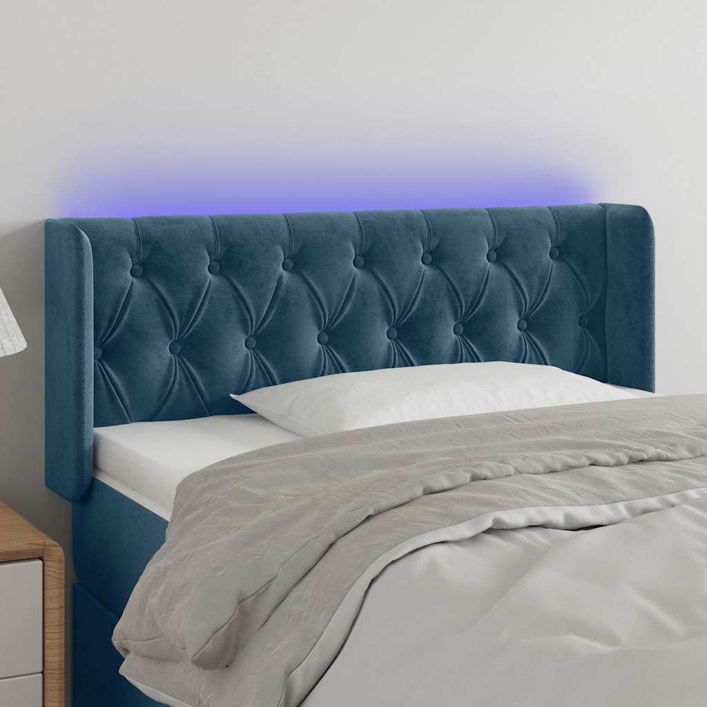 Testiera a LED Blu scuro 93x16x78/88 cm in Velluto | homemem39