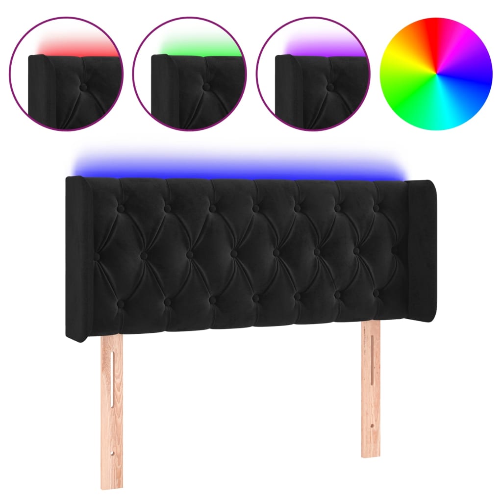 Testiera a LED Nera 103x16x78/88 cm in Velluto - homemem39