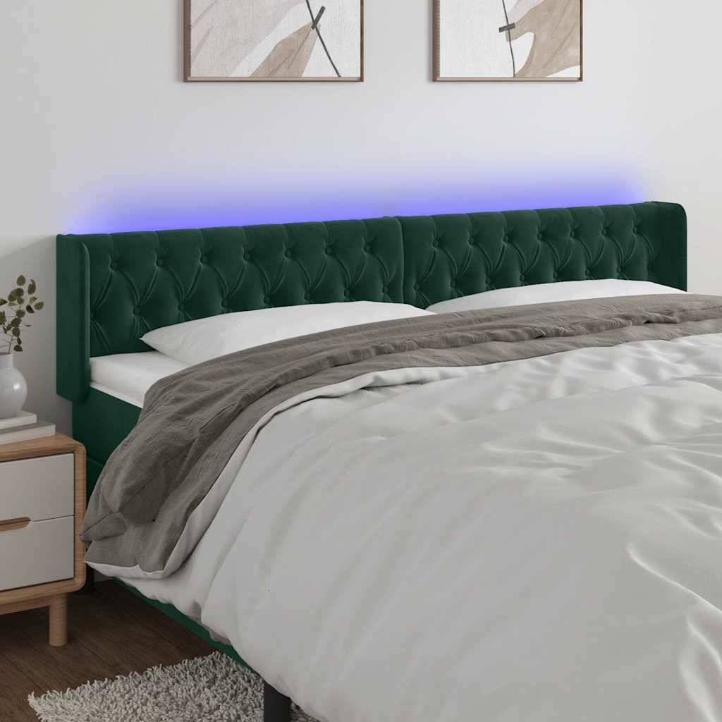 Testiera a LED Verde Scuro 203x16x78/88 cm in Velluto | homemem39