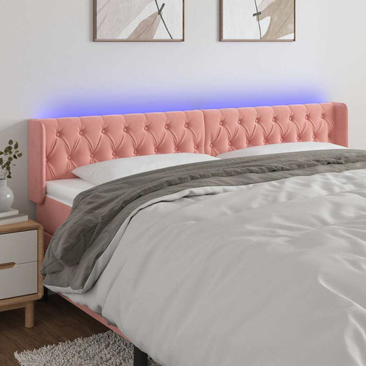 Testiera a LED Rosa 203x16x78/88 cm in Velluto