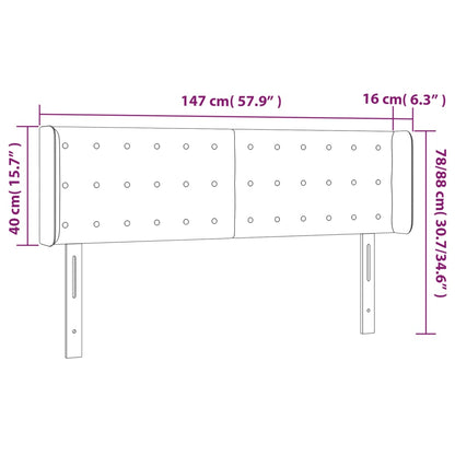 Testiera a LED Marrone Scuro 147x16x78/88 cm in Tessuto