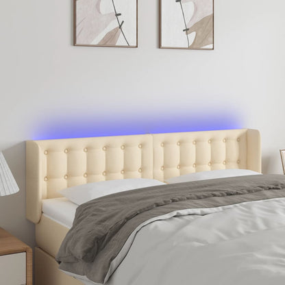 Testiera a LED Crema 147x16x78/88 cm in Tessuto | homemem39