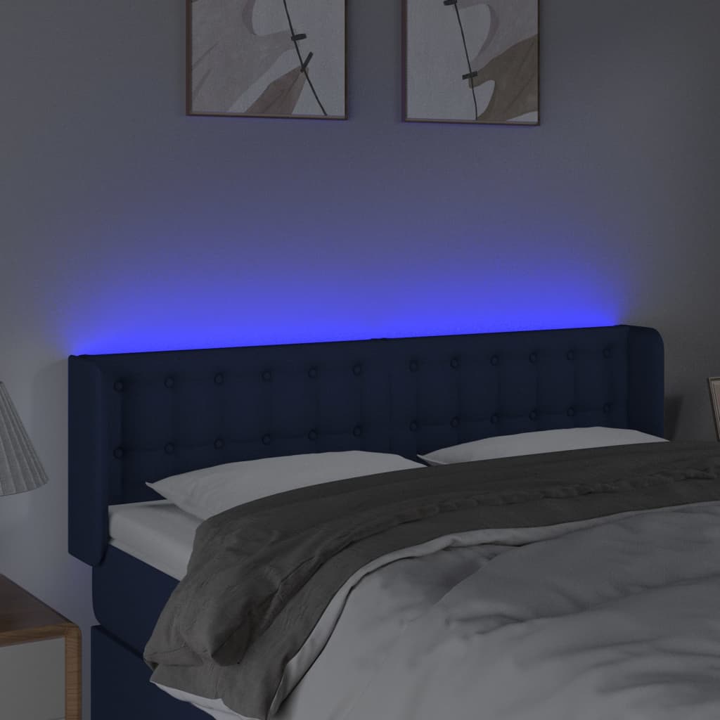 Testiera a LED Blu 147x16x78/88 cm in Tessuto - homemem39