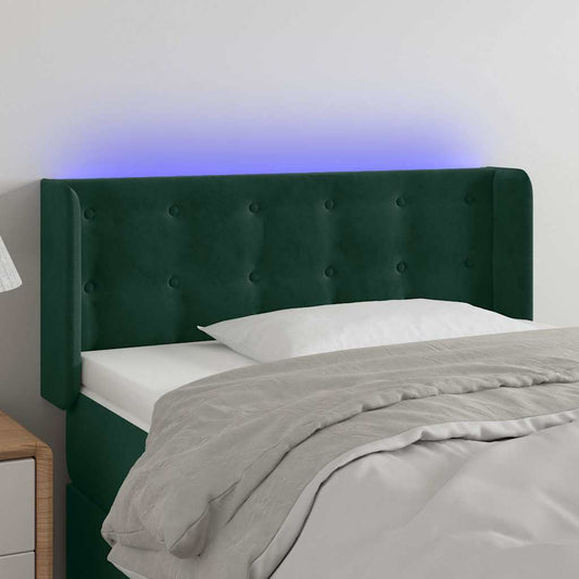 Testiera a LED Verde Scuro 103x16x78/88 cm in Velluto