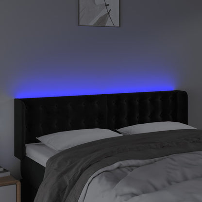 Testiera a LED Nera 147x16x78/88 cm in Velluto - homemem39