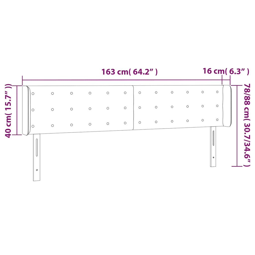 Testiera a LED Blu Scuro 163x16x78/88 cm in Velluto | homemem39