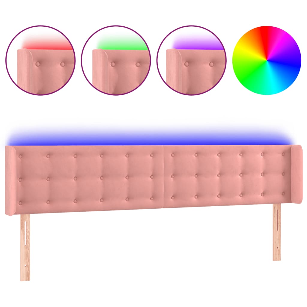 Testiera a LED Rosa 163x16x78/88 cm in Velluto | homemem39
