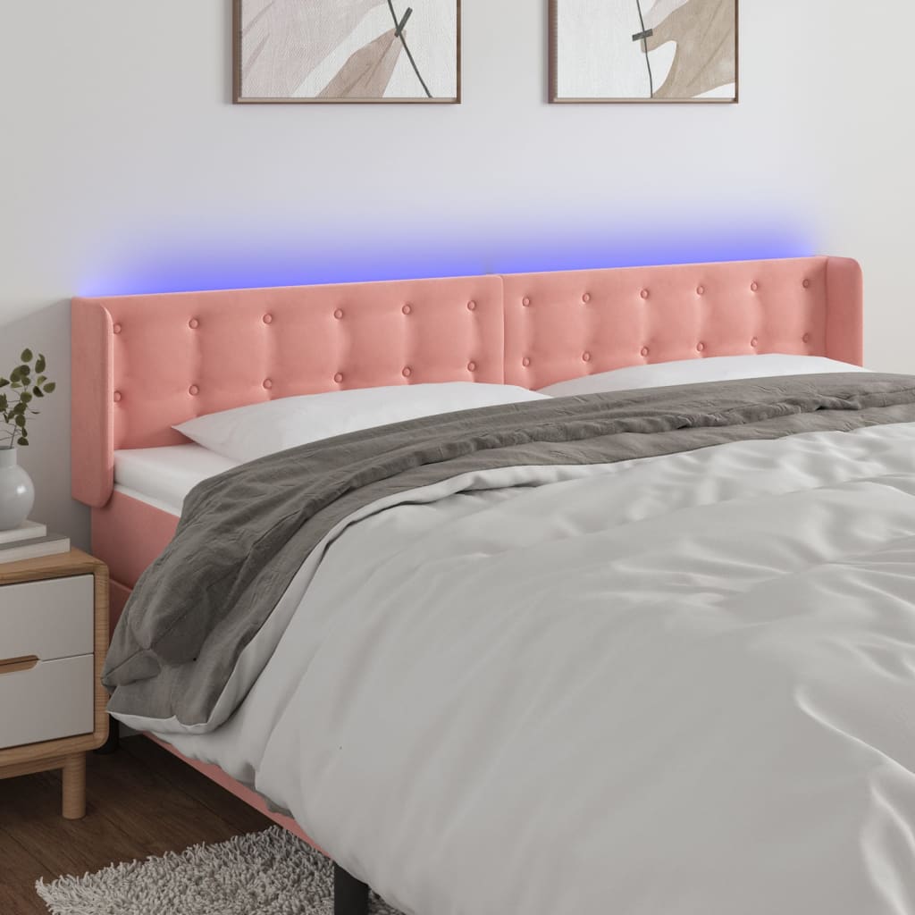 Testiera a LED Rosa 163x16x78/88 cm in Velluto | homemem39
