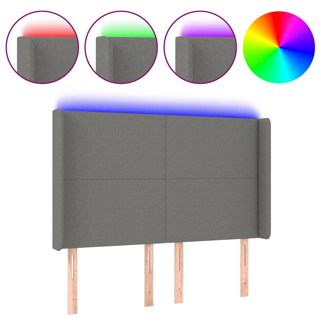 Testiera a LED GrigioScuro /128cm inTessuto