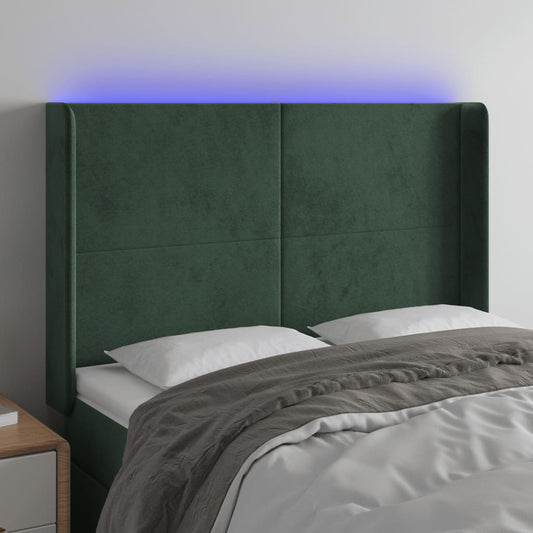 Testiera a LED Verde Scuro 147x16x118/128 cm in Velluto - homemem39