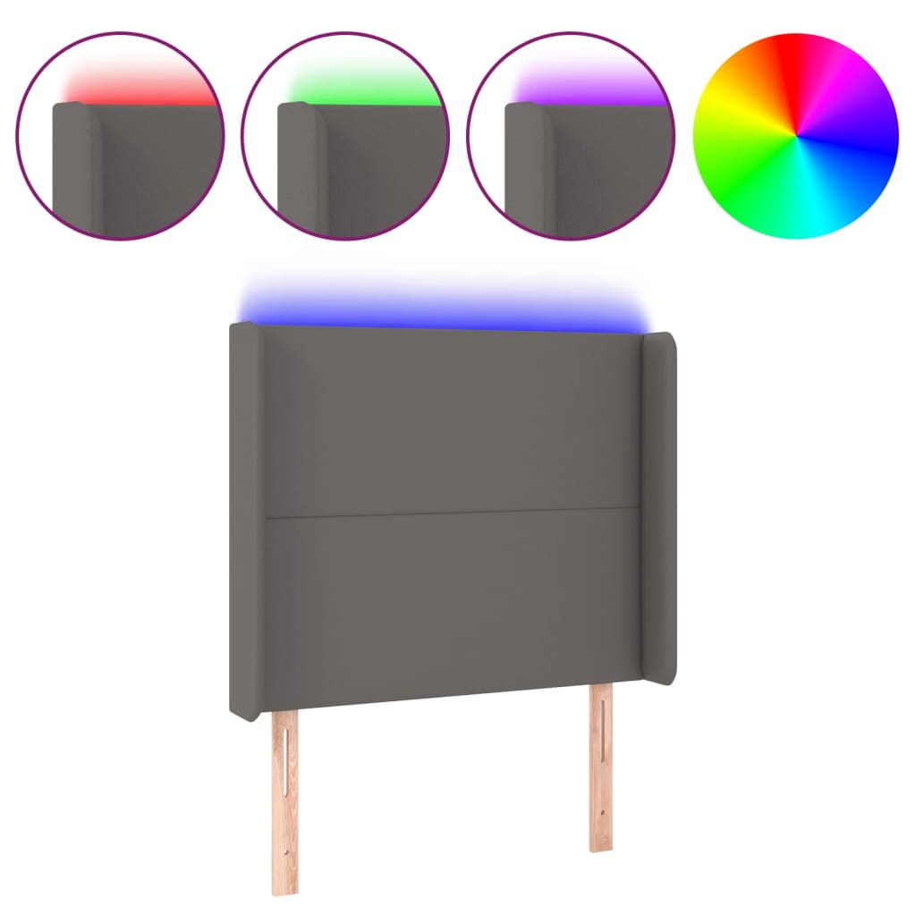 Testiera a LED Grigio 83x16x118/128 cm in Similpelle - homemem39