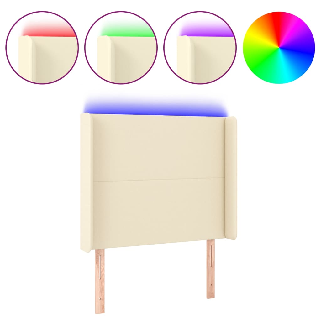 Testiera a LED Crema 103x16x118/128 cm in Similpelle | homemem39