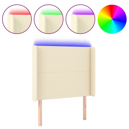 Testiera a LED Crema 103x16x118/128 cm in Similpelle | homemem39