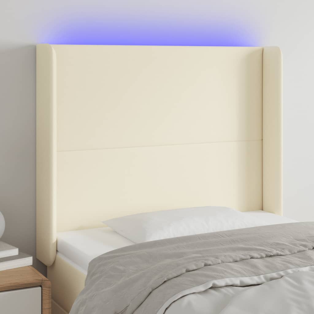 Testiera a LED Crema 103x16x118/128 cm in Similpelle | homemem39