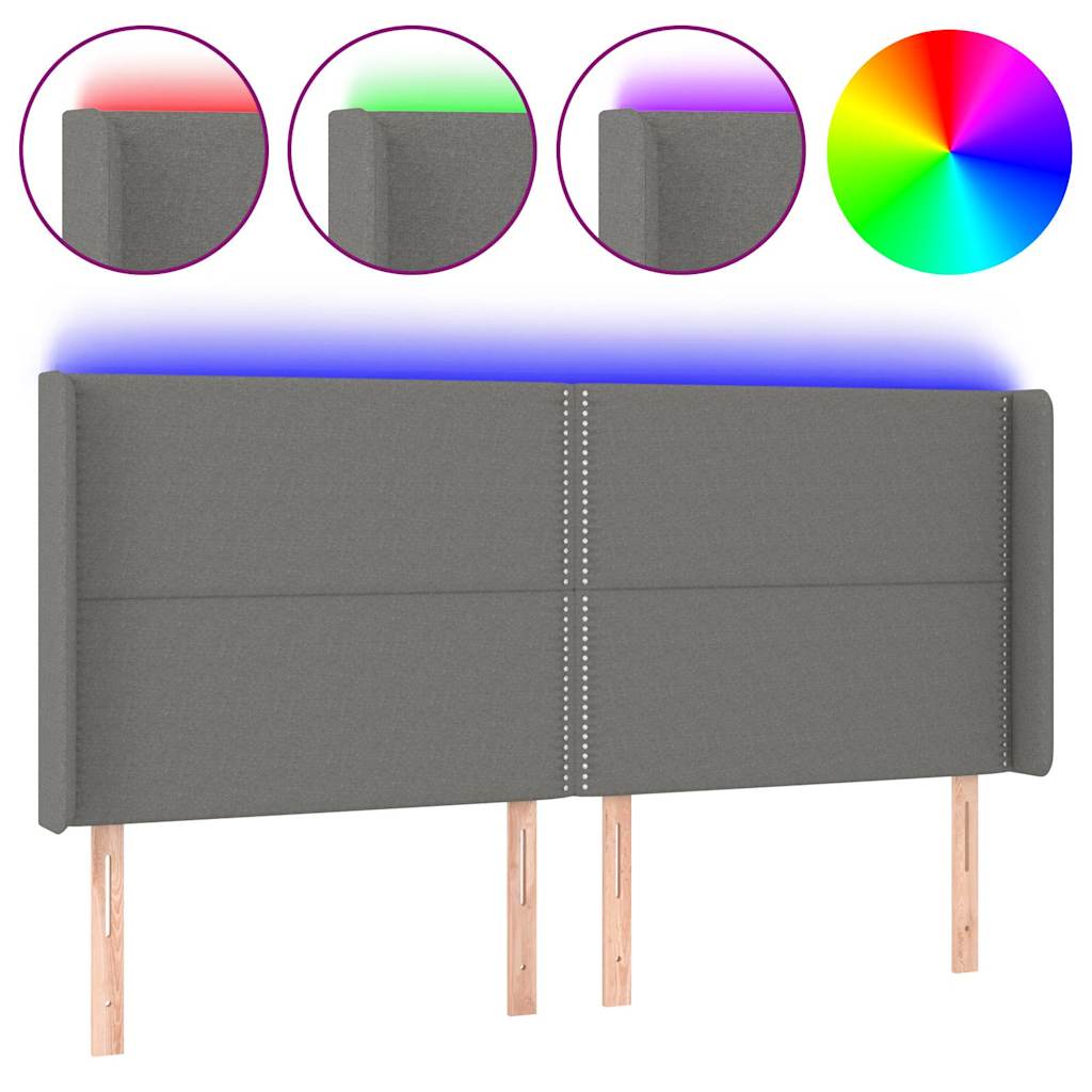 Testiera a LED GrigioScuro /128cm inTessuto