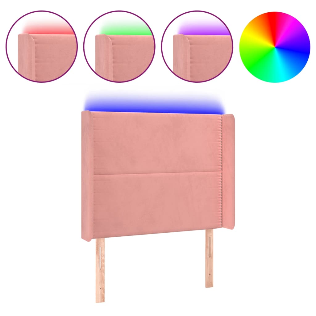 Testiera a LED rosa 83x16x118/128 cm in Velluto | homemem39