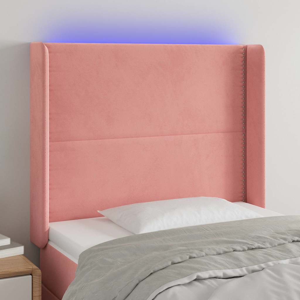Testiera a LED Nera 93x16x118/128 cm in Velluto