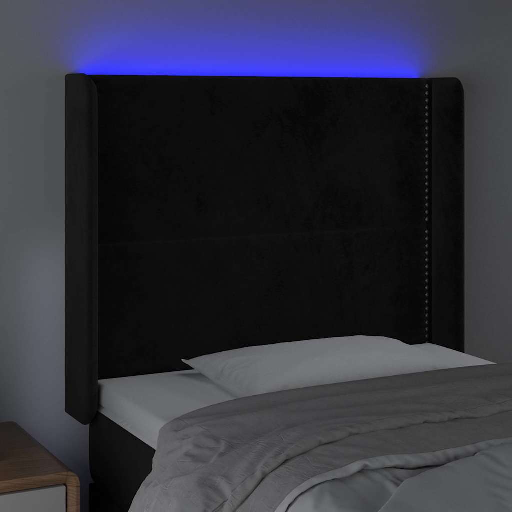 Testiera a LED Nera 103x16x118/128 cm in Velluto | homemem39