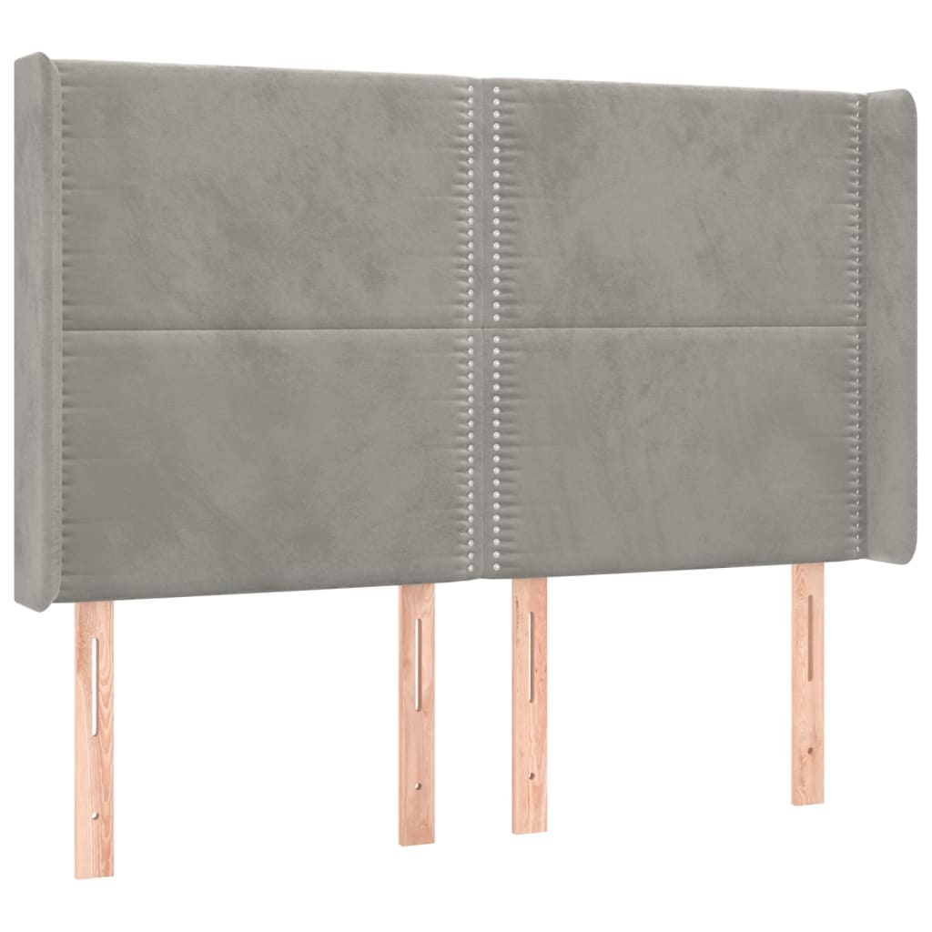 Testiera a LED Grigio Chiaro 147x16x118/128 cm in Velluto - homemem39